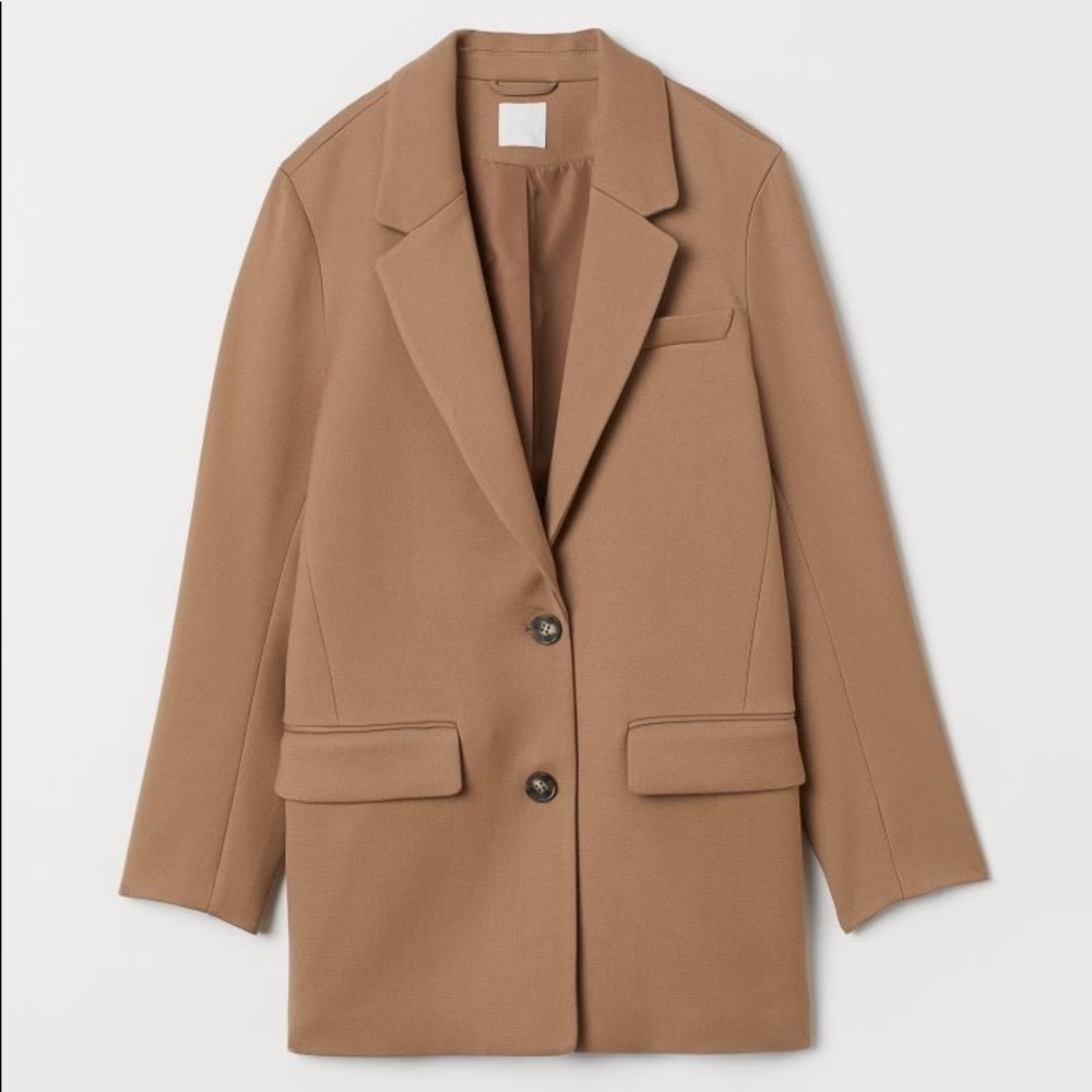H&M tan and brown blazer dark beige